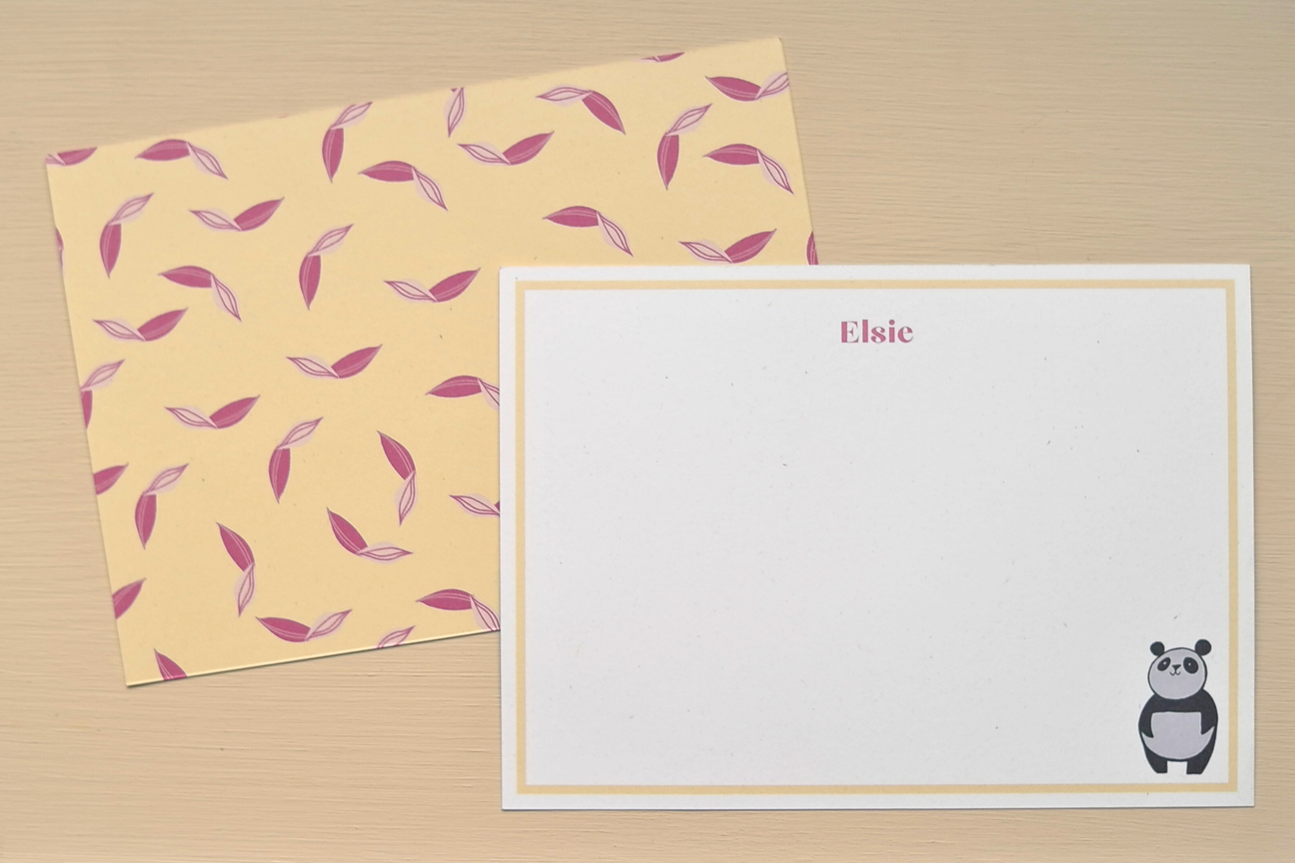 Butter Yellow Panda Notecards - Bamboo Leaf - Pack of 12