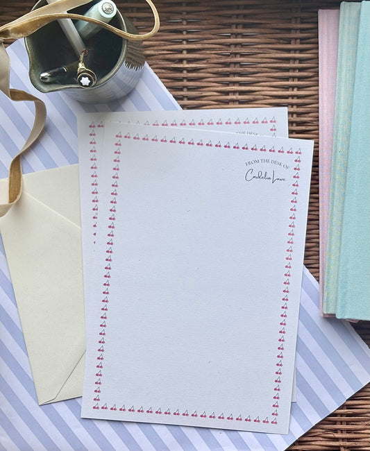 CHERRY BORDER NOTEPAPER