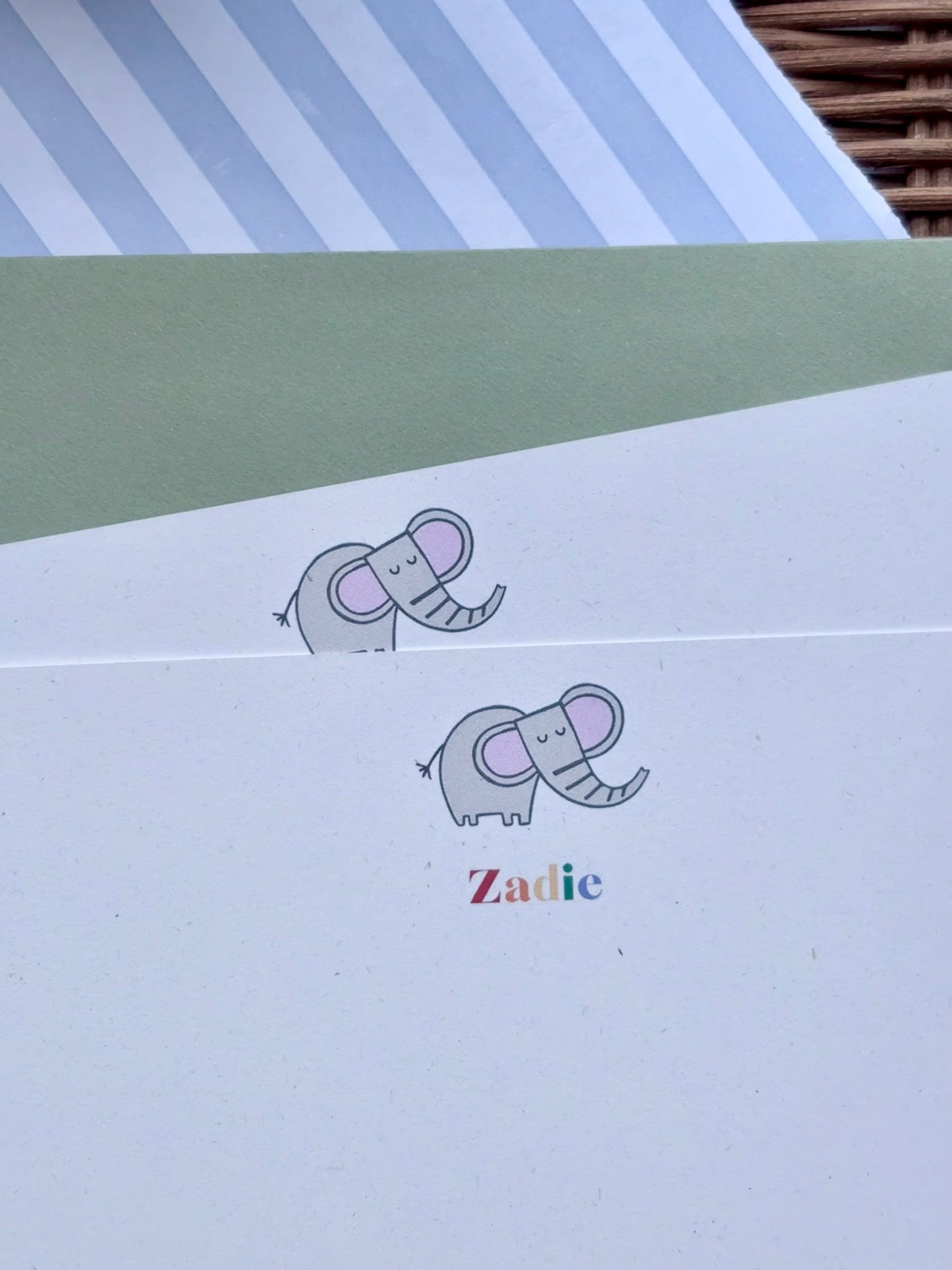 CORRESPONDENCE CARDS - ELEPHANT DESIGN